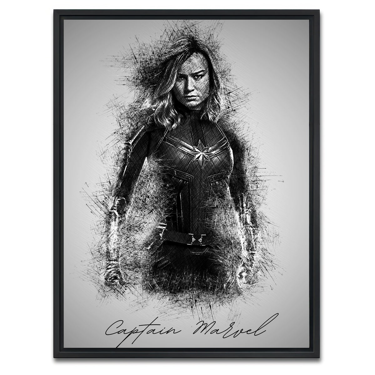 AUTO-MOCKUP WHITE | Captain Marvel Sketch | 1 Piece | Black Framed Canvas | group=3x4