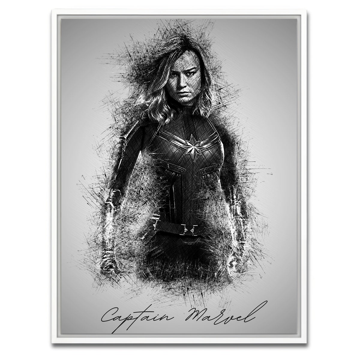 AUTO-MOCKUP WHITE | Captain Marvel Sketch | 1 Piece | White Framed Canvas | group=3x4