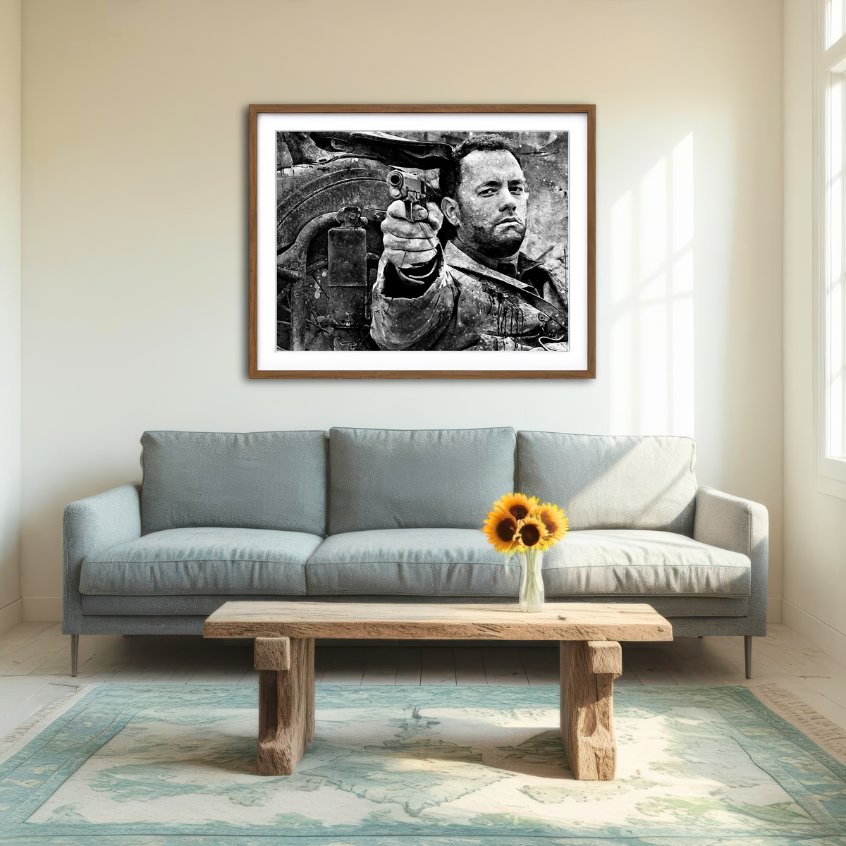 AUTO-MOCKUP ROOM | Captain Miller Grayscale Wall Art