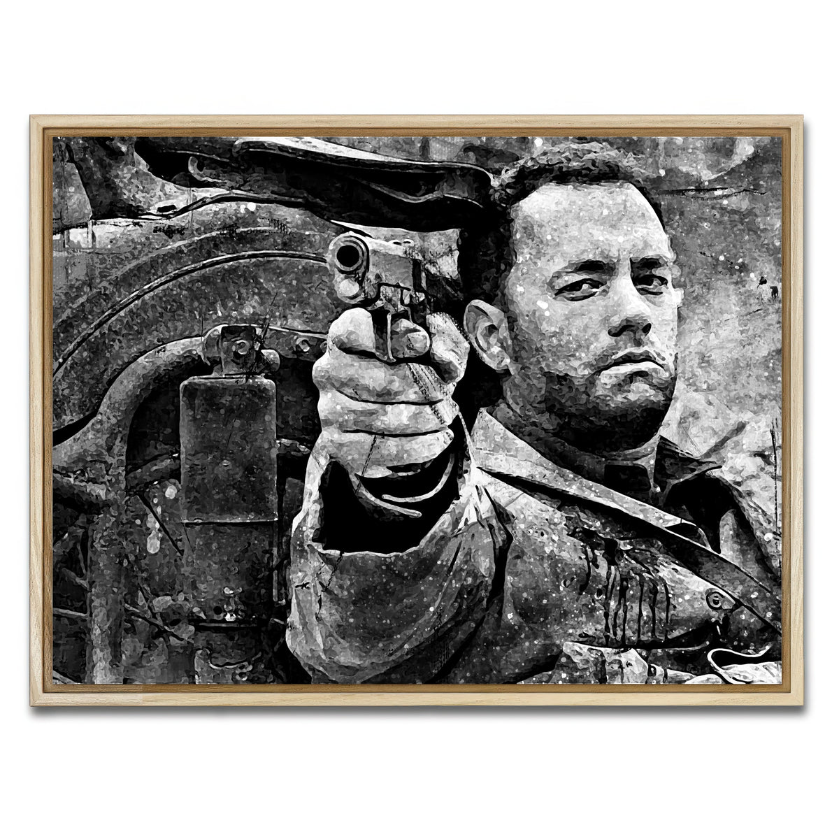 AUTO-MOCKUP WHITE | Captain Miller grayscale | 1 Piece | Natural Framed Canvas | group=4x3