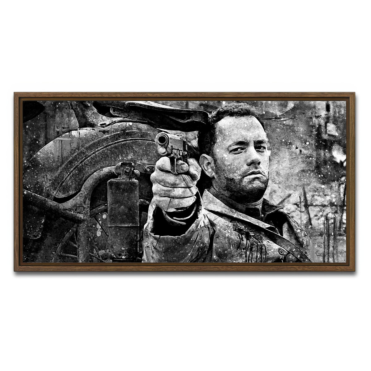 AUTO-MOCKUP WHITE | Captain Miller grayscale | 1 Piece | Walnut Framed Canvas | group=2x1