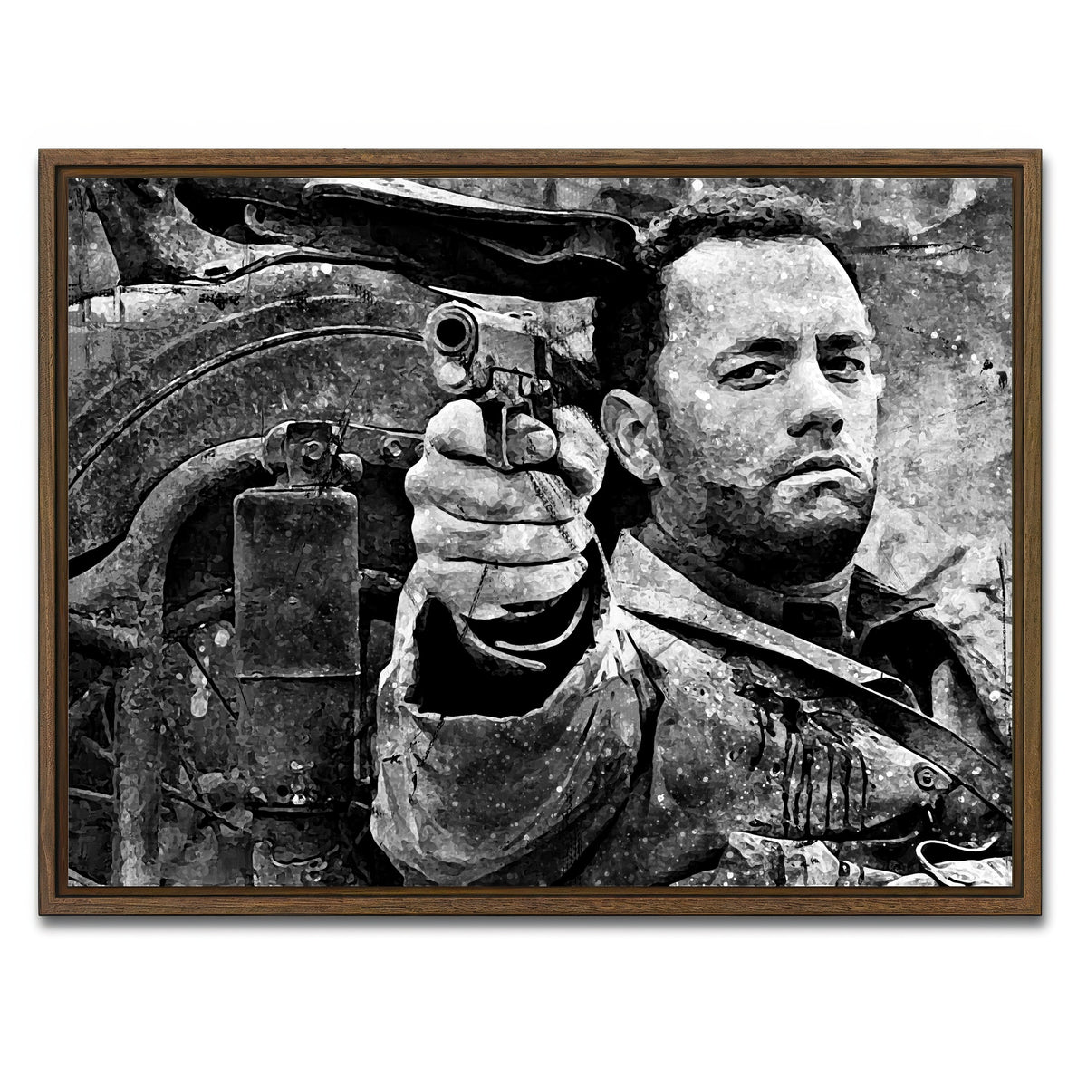 AUTO-MOCKUP WHITE | Captain Miller grayscale | 1 Piece | Walnut Framed Canvas | group=4x3