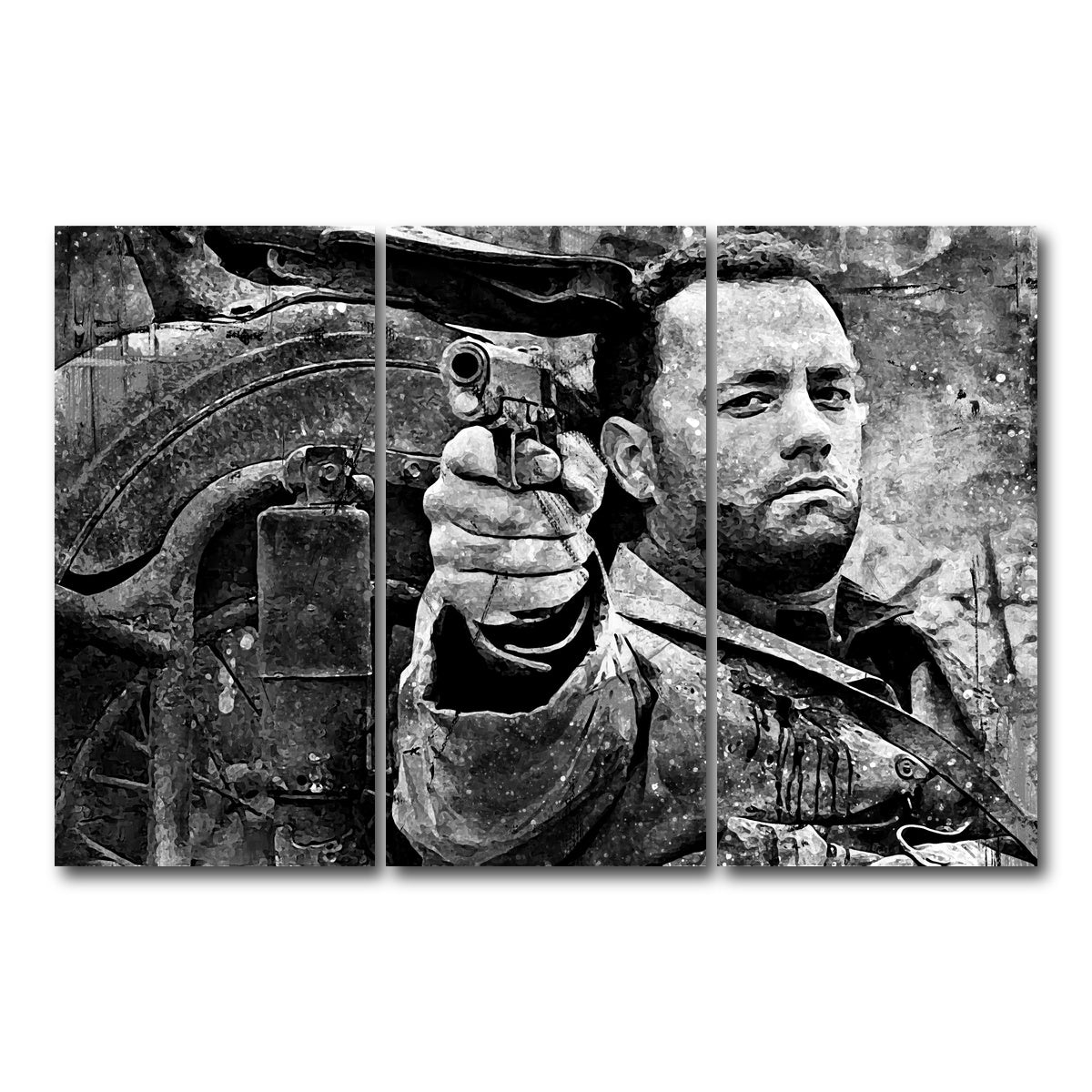 AUTO-MOCKUP WHITE | Captain Miller grayscale | 3 Piece | Gallery Wrap Canvas | group=12x24