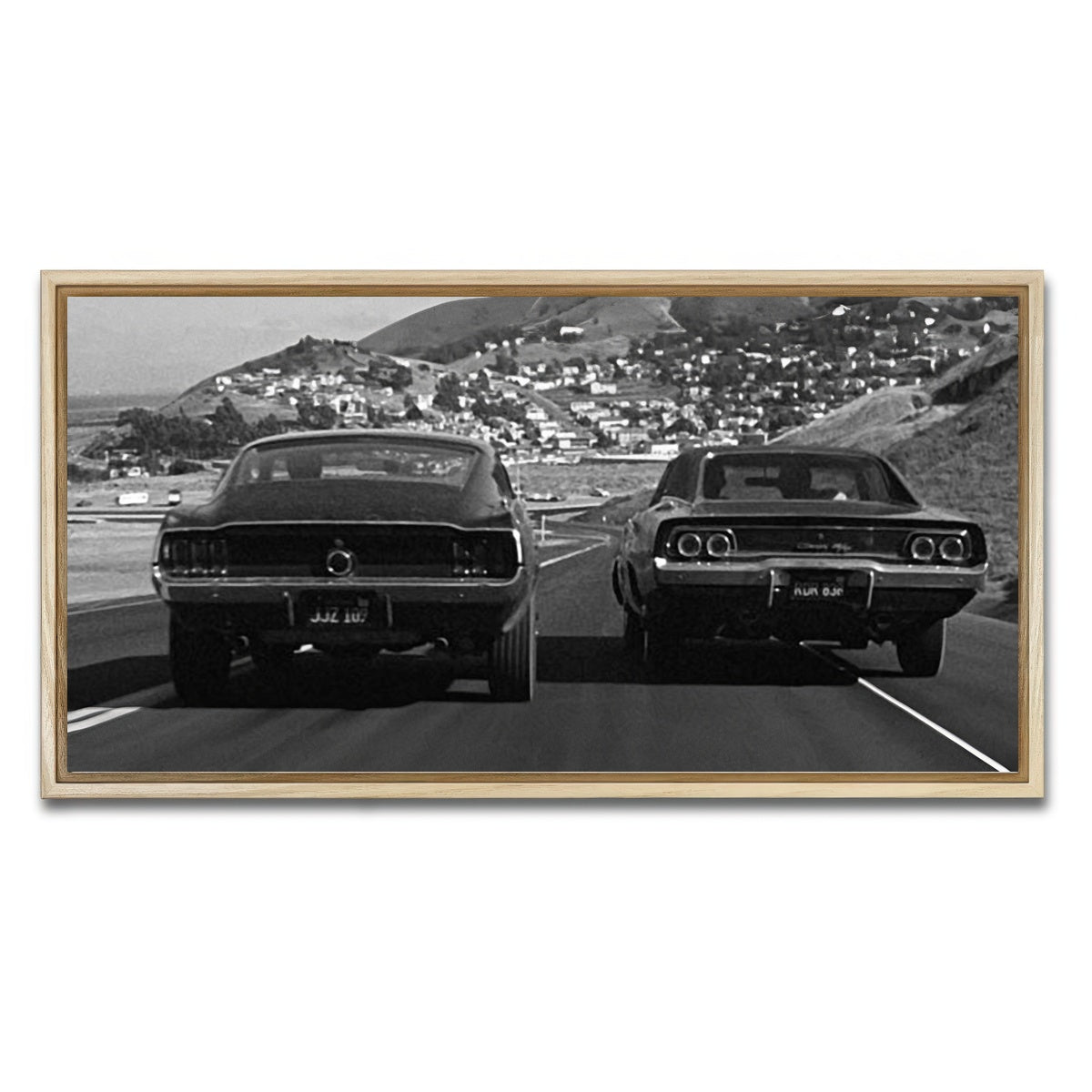 AUTO-MOCKUP WHITE | Car Chase Bullitt | 1 Piece | Natural Framed Canvas | group=2x1