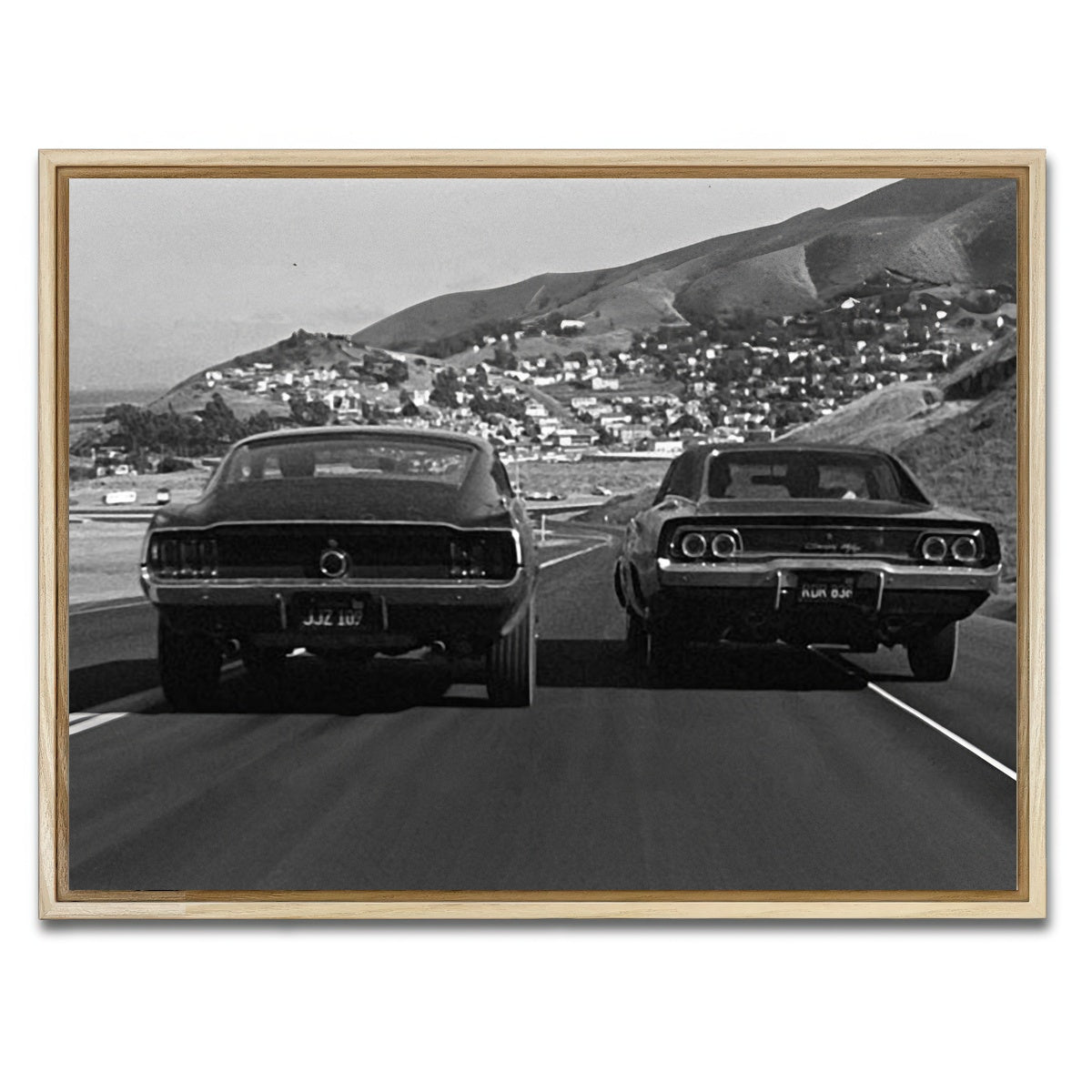 AUTO-MOCKUP WHITE | Car Chase Bullitt | 1 Piece | Natural Framed Canvas | group=4x3