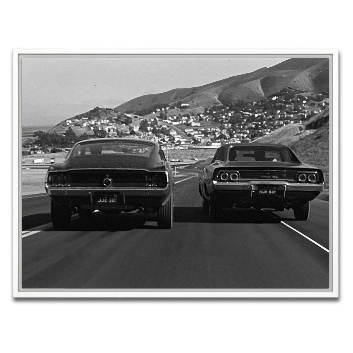 AUTO-MOCKUP WHITE | Car Chase Bullitt | 1 Piece | White Framed Canvas | group=4x3