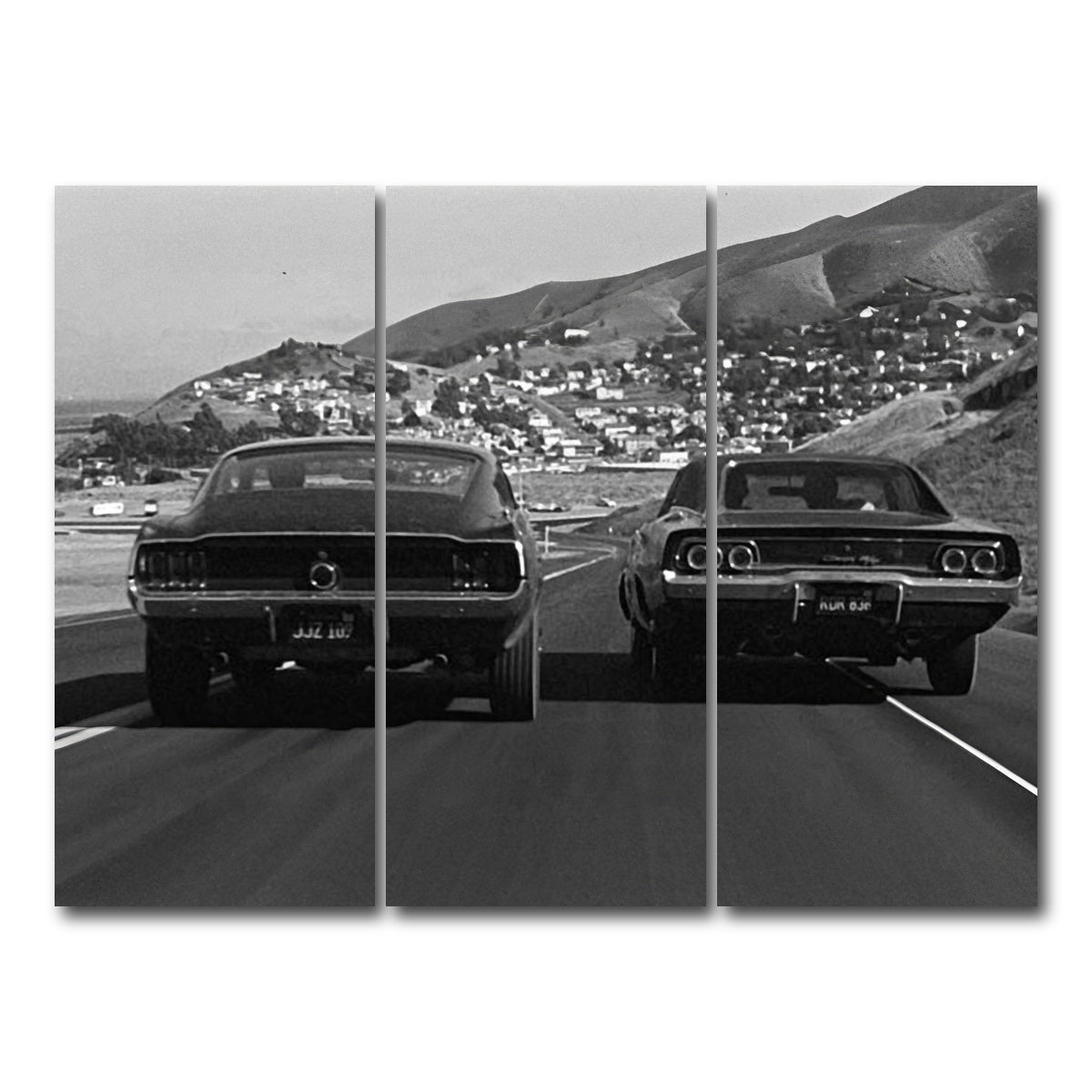 AUTO-MOCKUP WHITE | Car Chase Bullitt | 3 Piece | Gallery Wrap Canvas | group=8x18