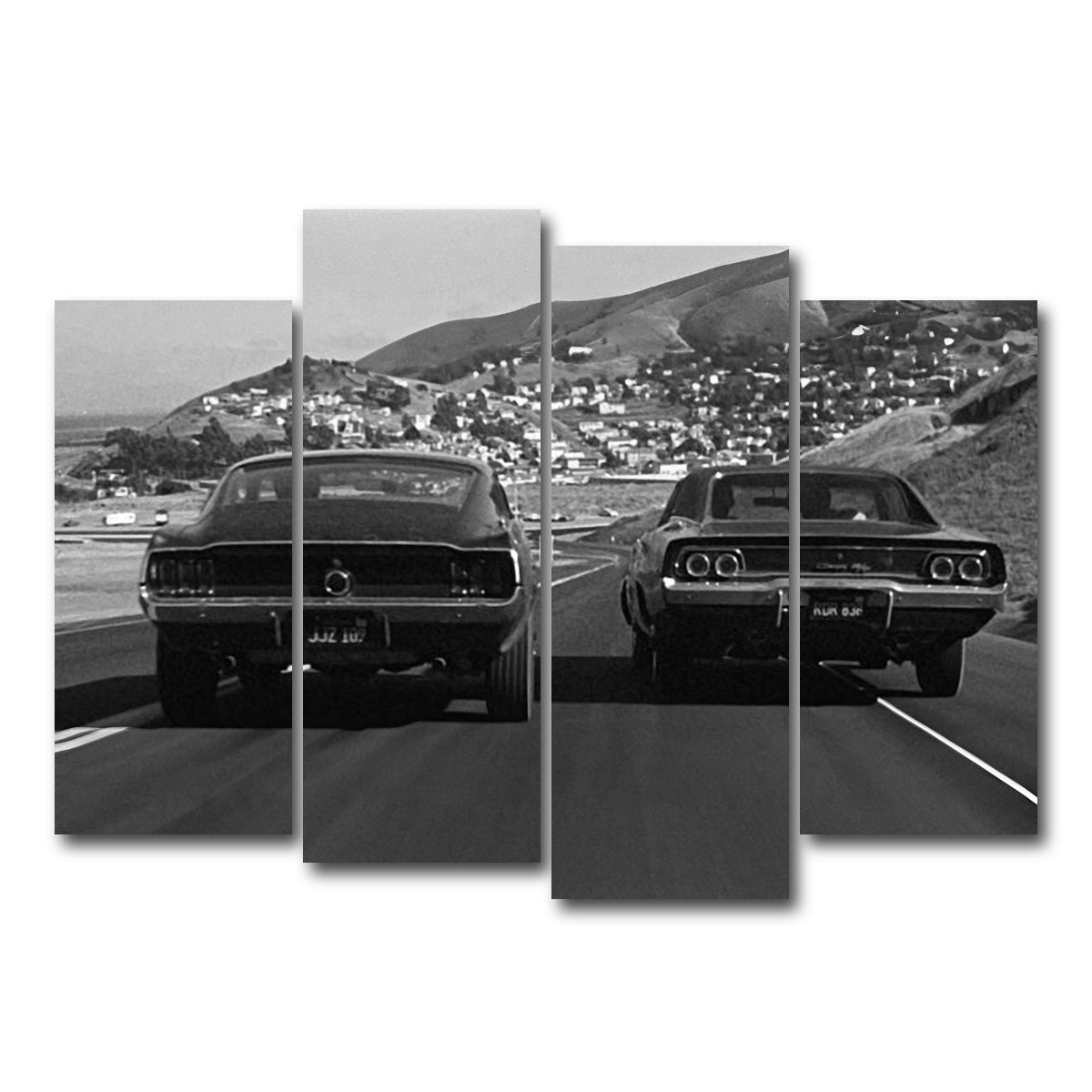 AUTO-MOCKUP WHITE | Car Chase Bullitt | 4 Piece | Gallery Wrap Canvas | group=4_normal