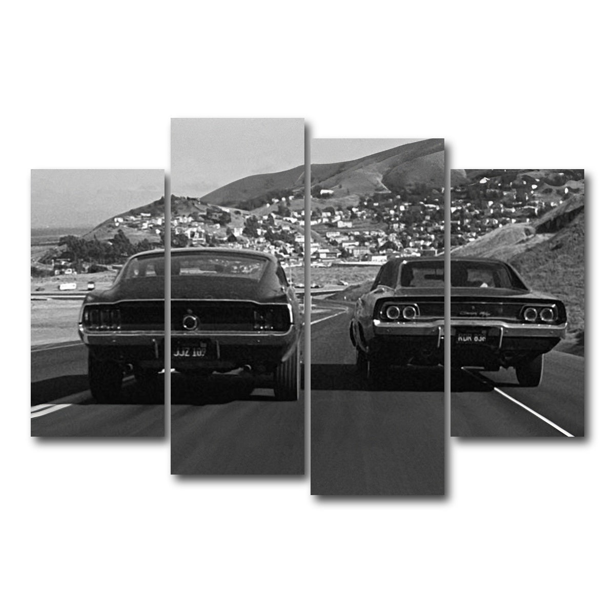 AUTO-MOCKUP WHITE | Car Chase Bullitt | 4 Piece | Gallery Wrap Canvas | group=4_short
