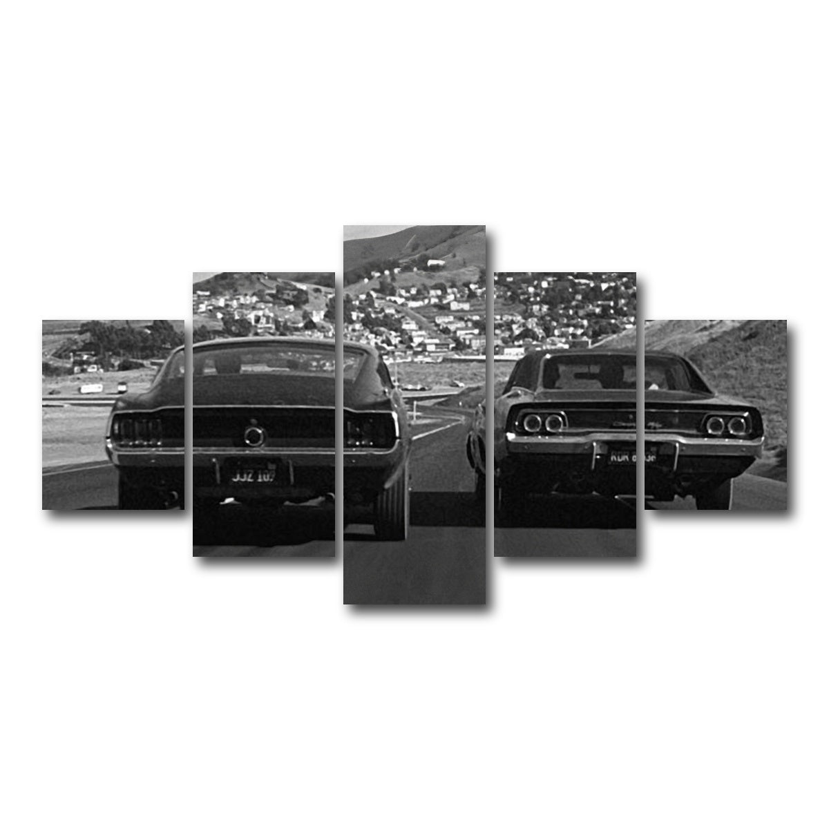 AUTO-MOCKUP WHITE | Car Chase Bullitt | 5 Piece | Gallery Wrap Canvas | group=5_short