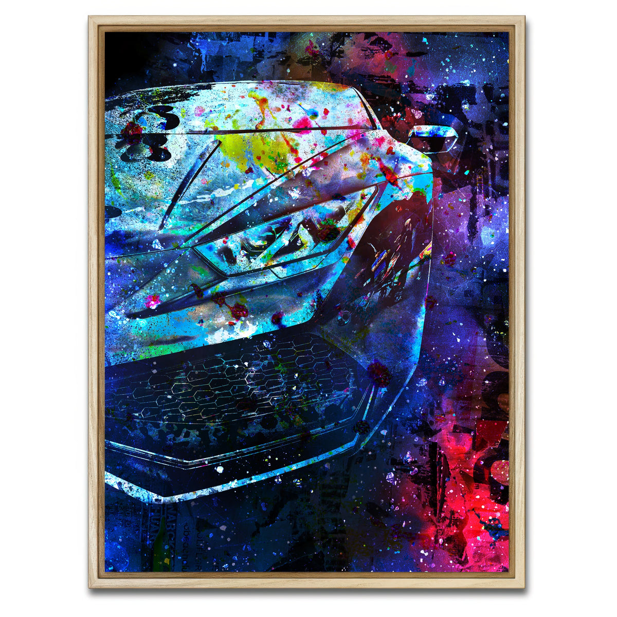 AUTO-MOCKUP WHITE | Car Color Splash | 1 Piece | Natural Framed Canvas | group=3x4