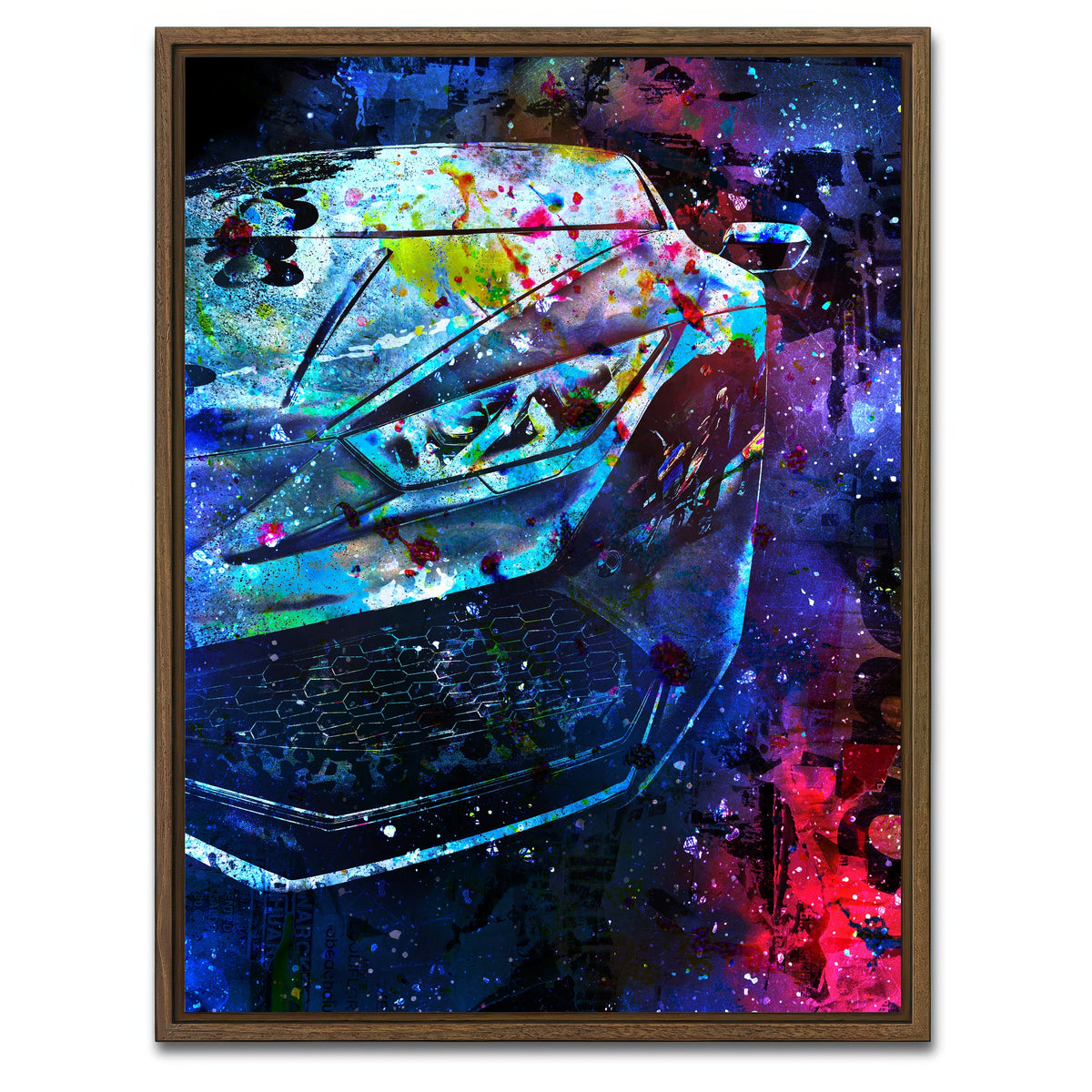 AUTO-MOCKUP WHITE | Car Color Splash | 1 Piece | Walnut Framed Canvas | group=3x4