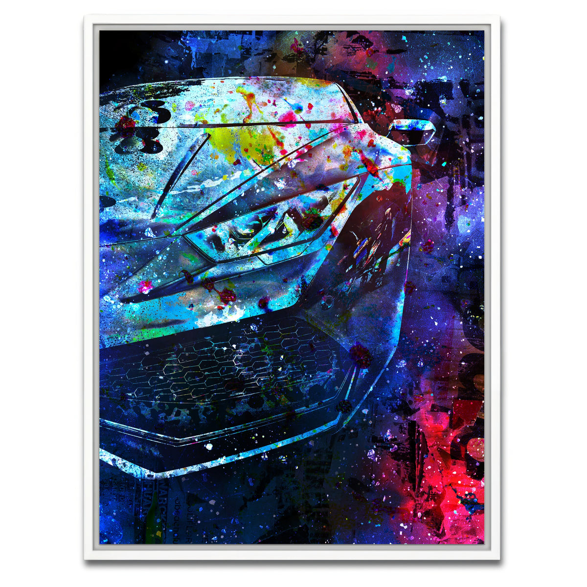AUTO-MOCKUP WHITE | Car Color Splash | 1 Piece | White Framed Canvas | group=3x4