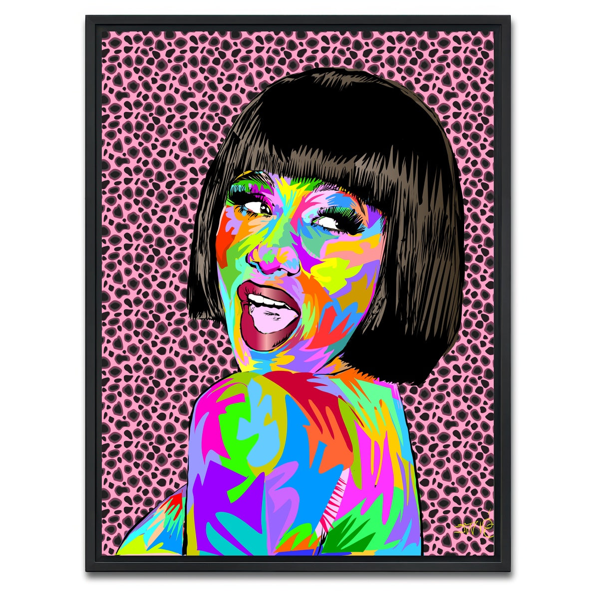 AUTO-MOCKUP WHITE | Cardi b | 1 Piece | Black Framed Canvas | group=3x4