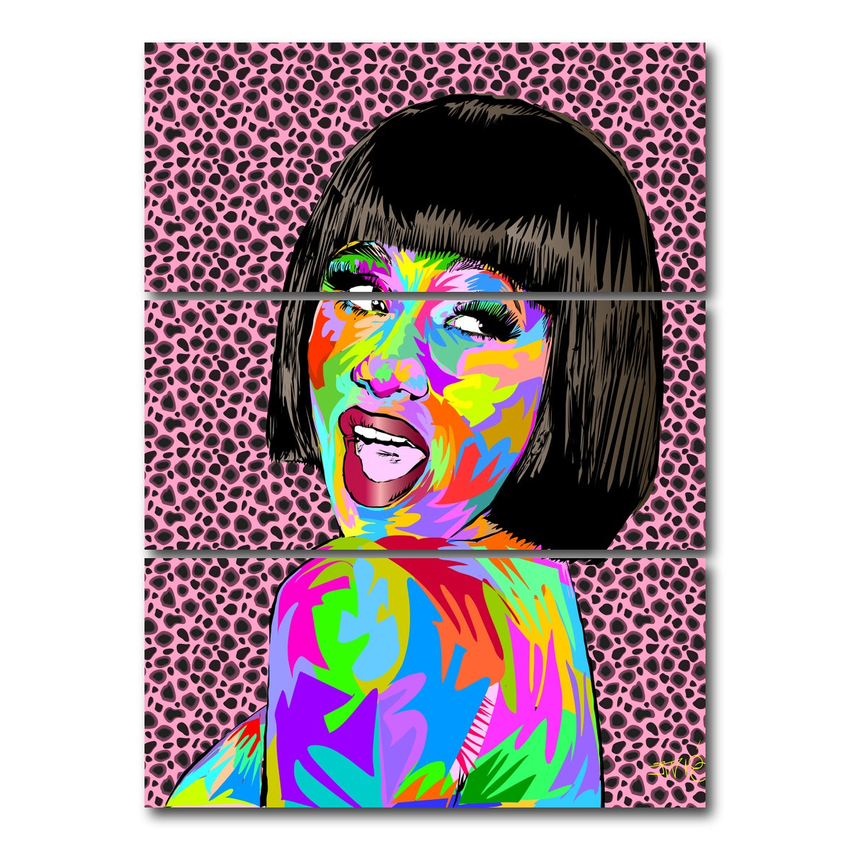 AUTO-MOCKUP WHITE | Cardi b | 3 Piece | Gallery Wrap Canvas | group=8x18_stacked