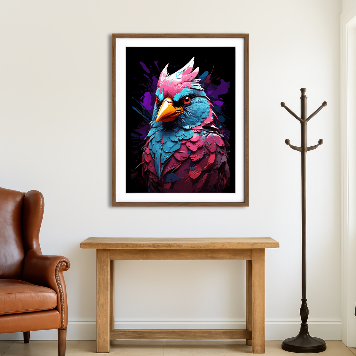 AUTO-MOCKUP ROOM | Cardinal Animal Colorful Wall Art