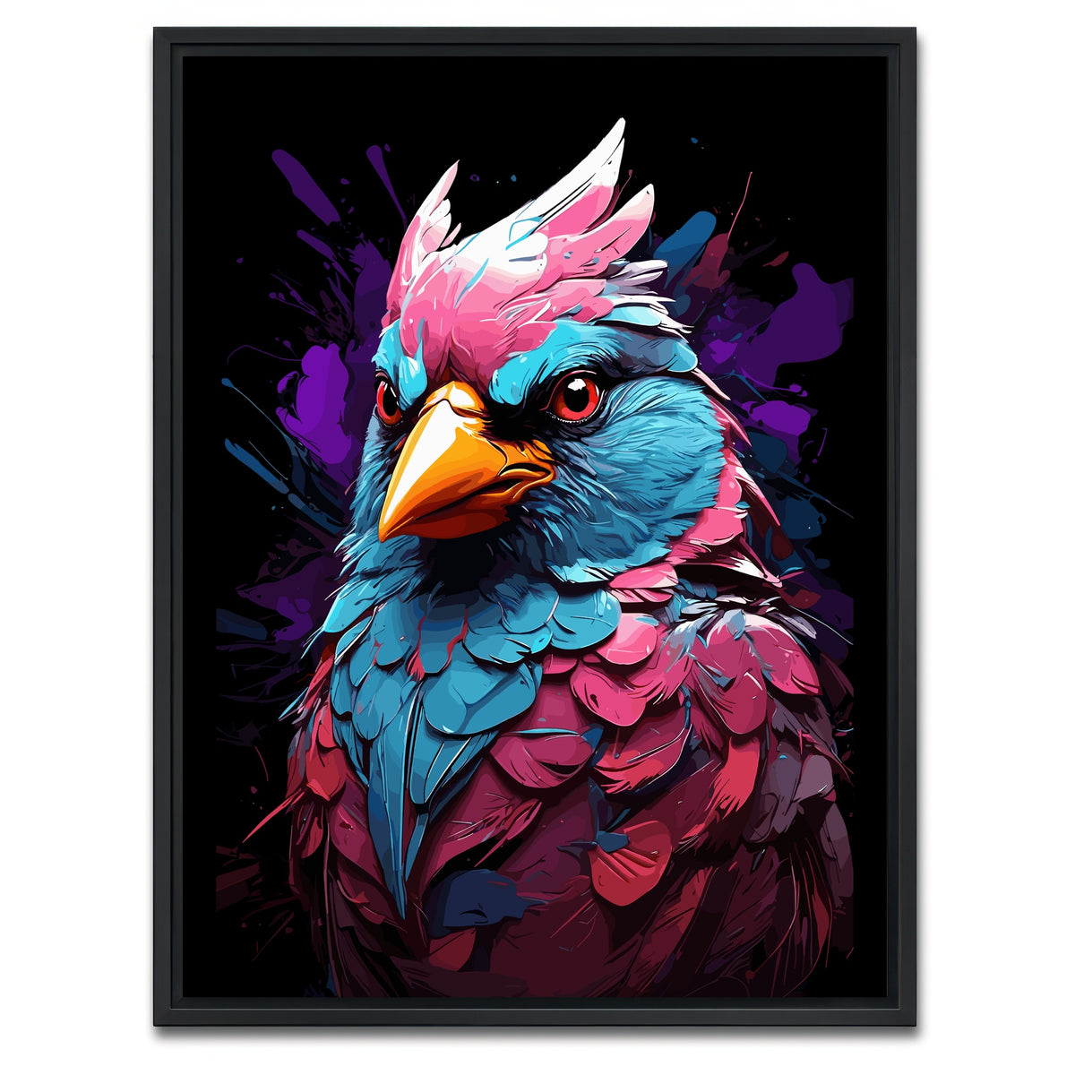 AUTO-MOCKUP WHITE | Cardinal Animal Colorful | 1 Piece | Black Framed Canvas | group=3x4