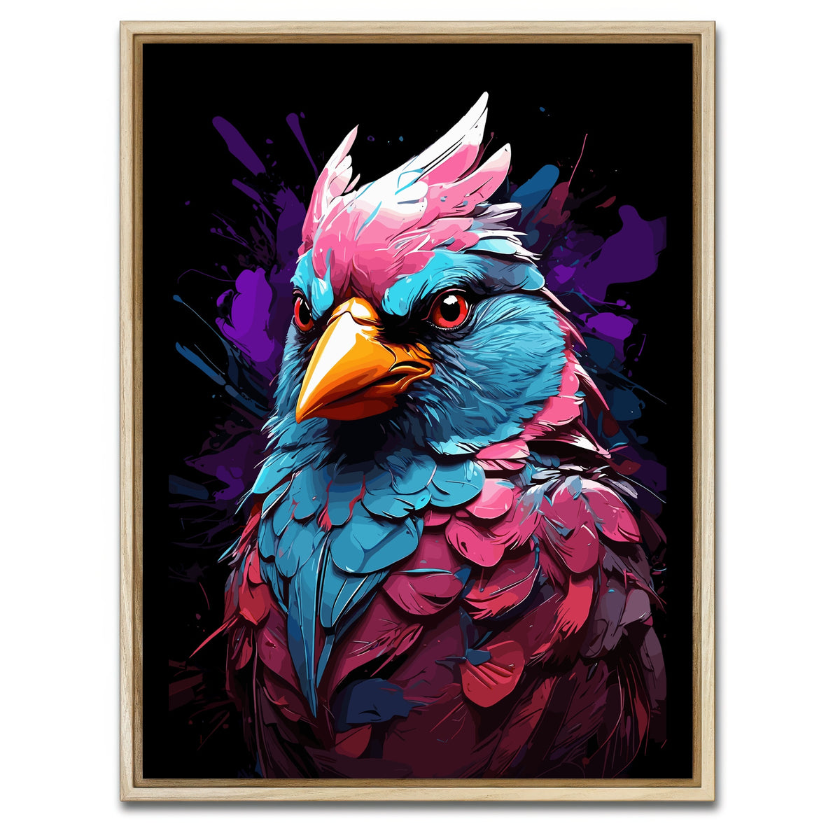 AUTO-MOCKUP WHITE | Cardinal Animal Colorful | 1 Piece | Natural Framed Canvas | group=3x4