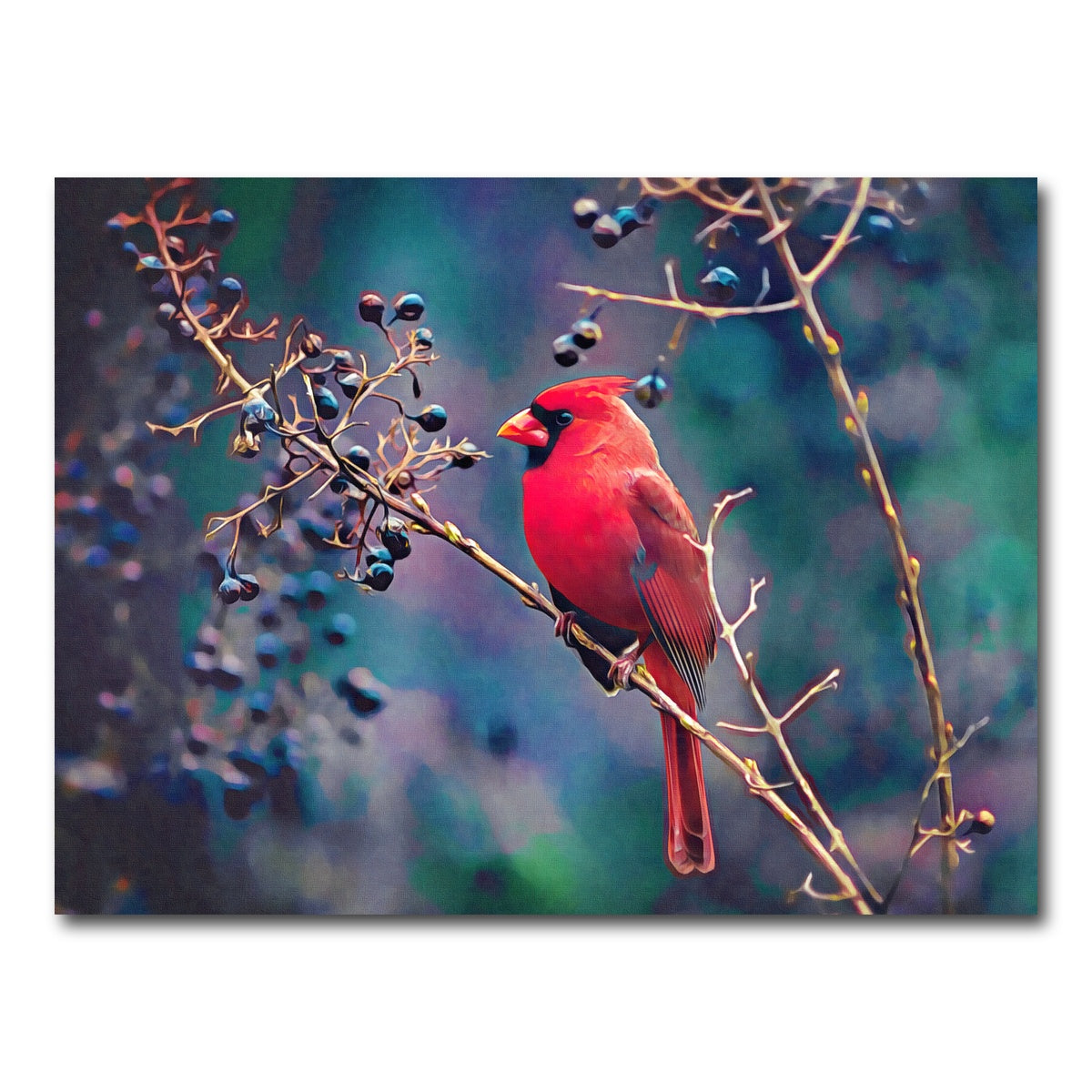 AUTO-MOCKUP WHITE | Cardinal and Berries | 1 Piece | Gallery Wrap Canvas | group=4x3