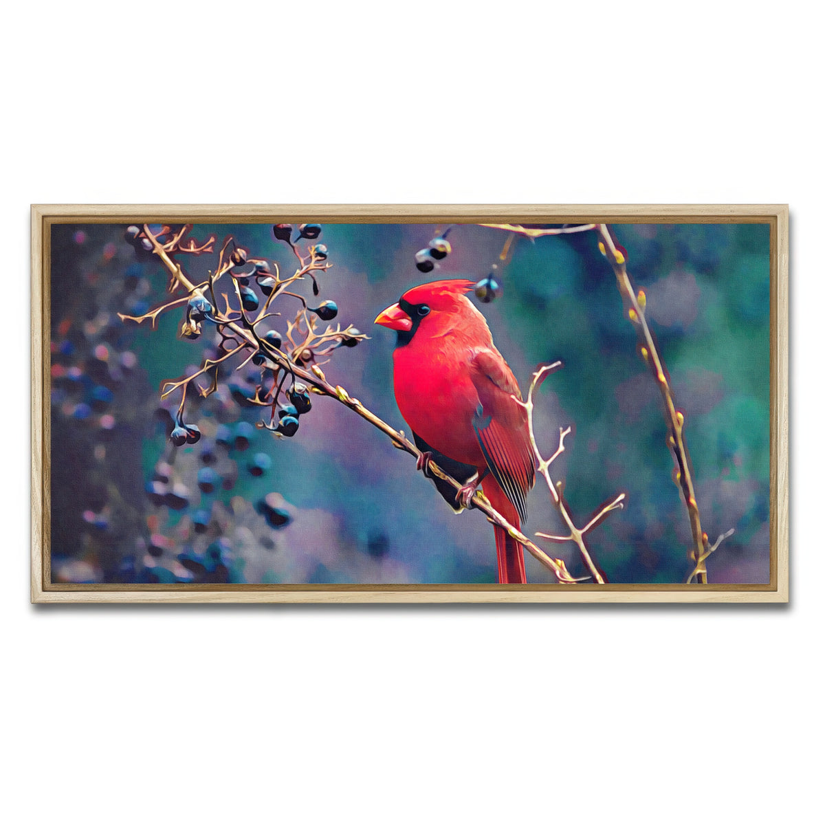 AUTO-MOCKUP WHITE | Cardinal and Berries | 1 Piece | Natural Framed Canvas | group=2x1