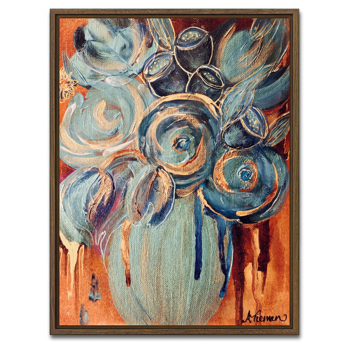 AUTO-MOCKUP WHITE | Caribbean Blooms | 1 Piece | Walnut Framed Canvas | group=3x4