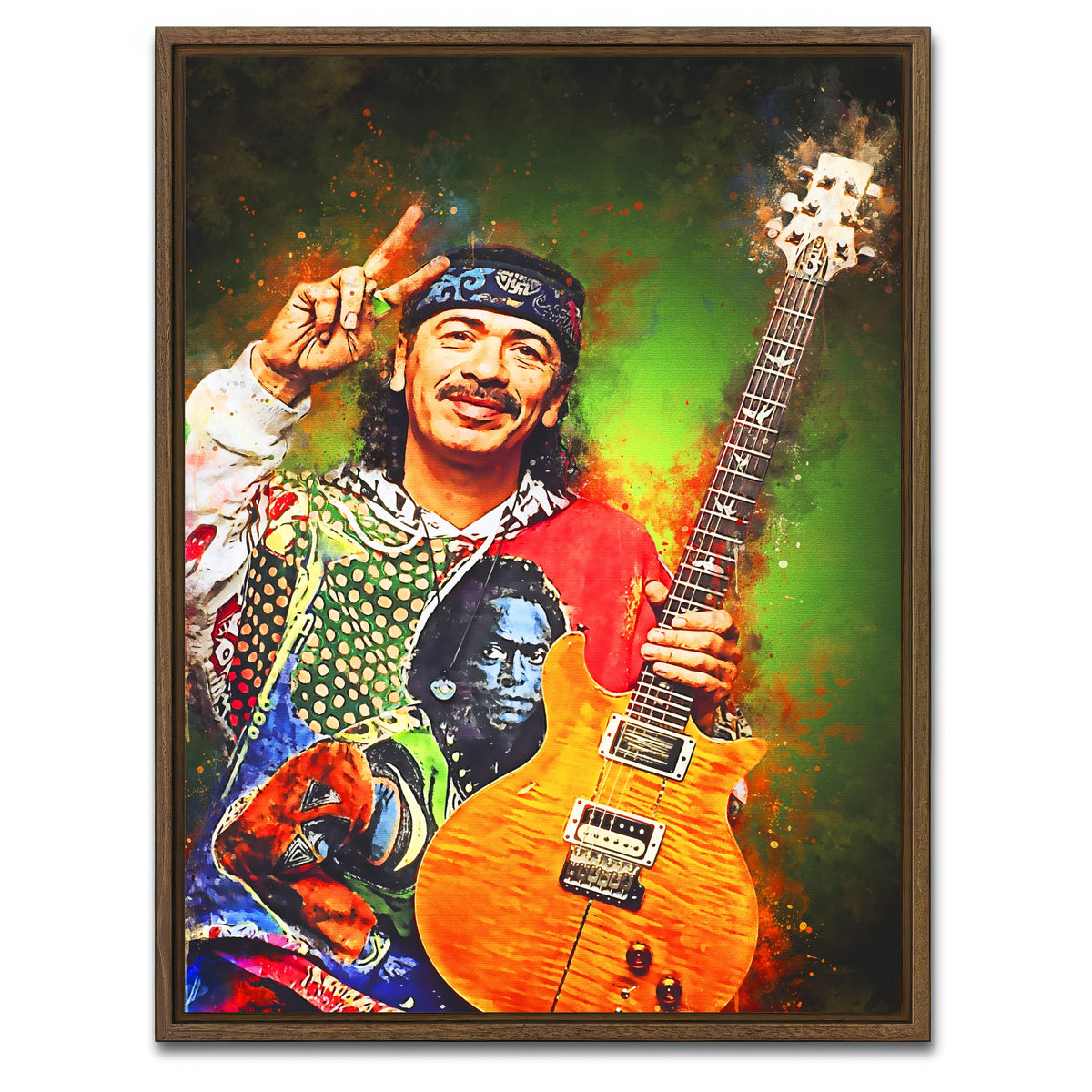 AUTO-MOCKUP WHITE | Carlos Santana | 1 Piece | Walnut Framed Canvas | group=3x4