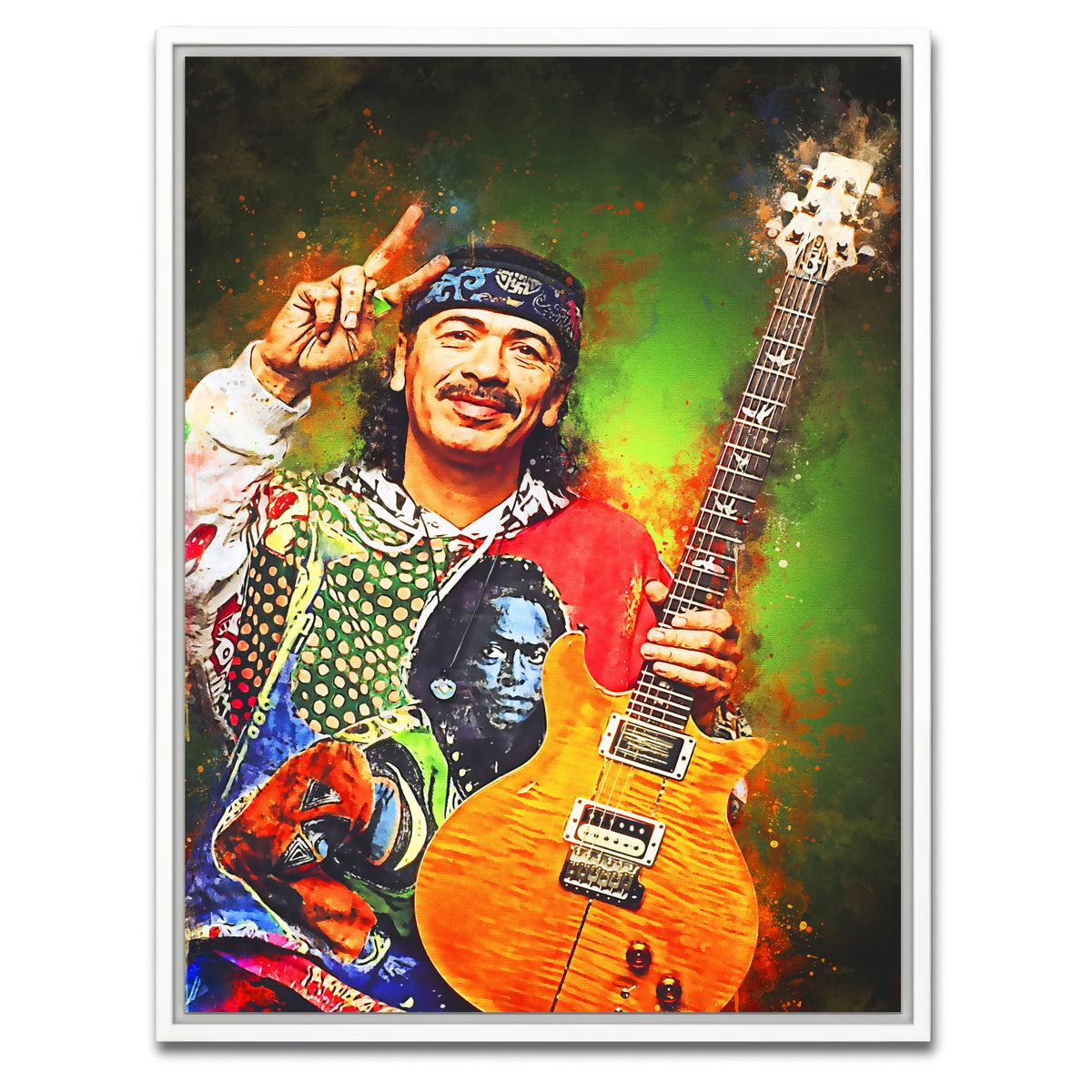 AUTO-MOCKUP WHITE | Carlos Santana | 1 Piece | White Framed Canvas | group=3x4