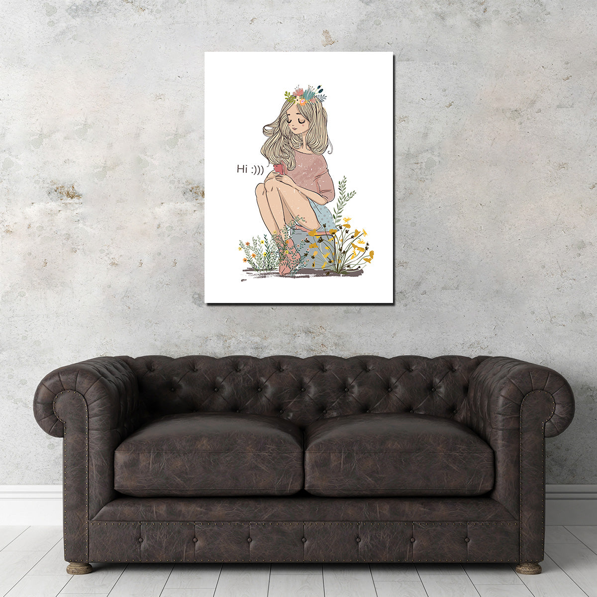 Cartoon Flower Girl Wall Art