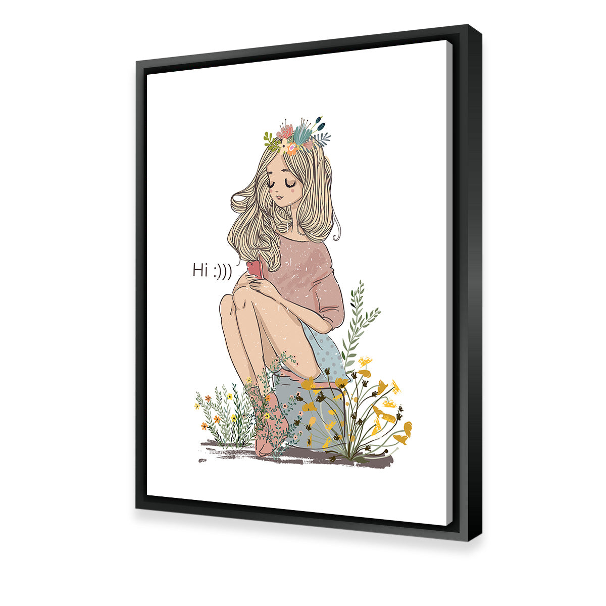 Cartoon Flower Girl Wall Art