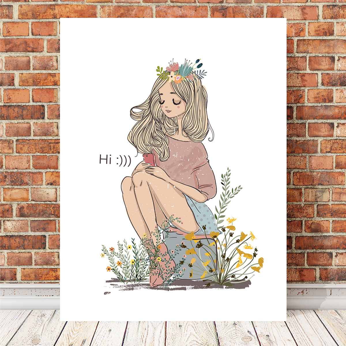 Cartoon Flower Girl Wall Art