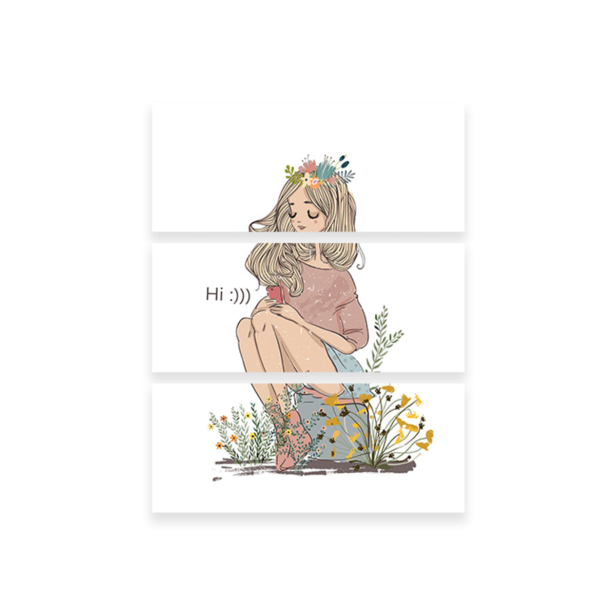 Cartoon Flower Girl Wall Art