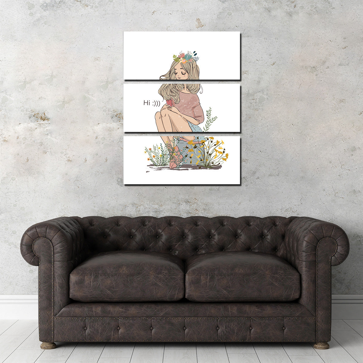 Cartoon Flower Girl Wall Art