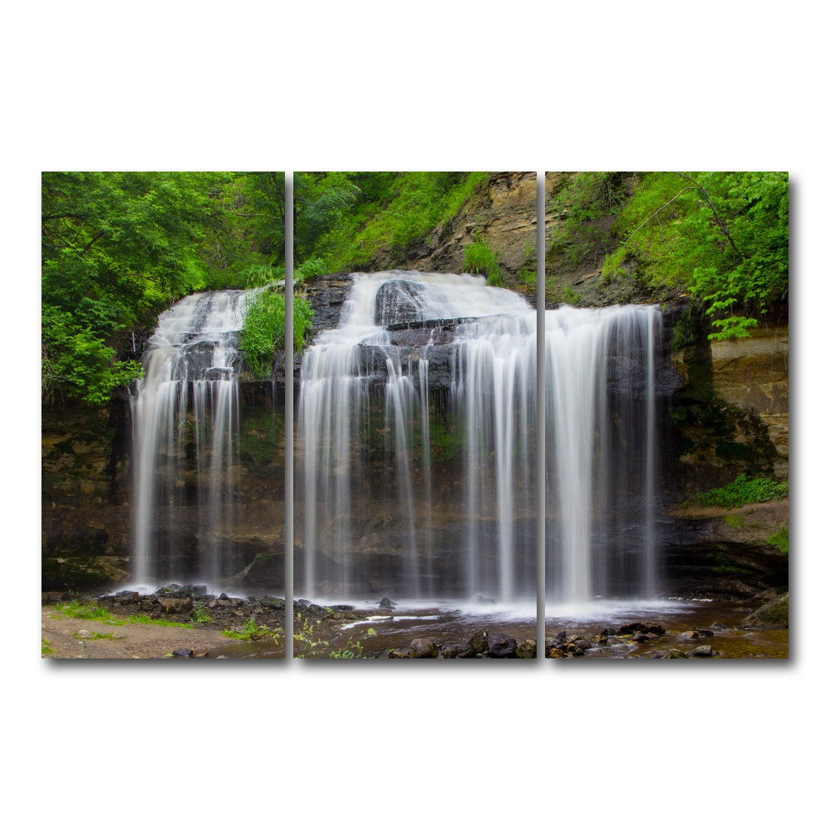 AUTO-MOCKUP WHITE | Cascade Falls | 3 Piece | Gallery Wrap Canvas | group=12x24