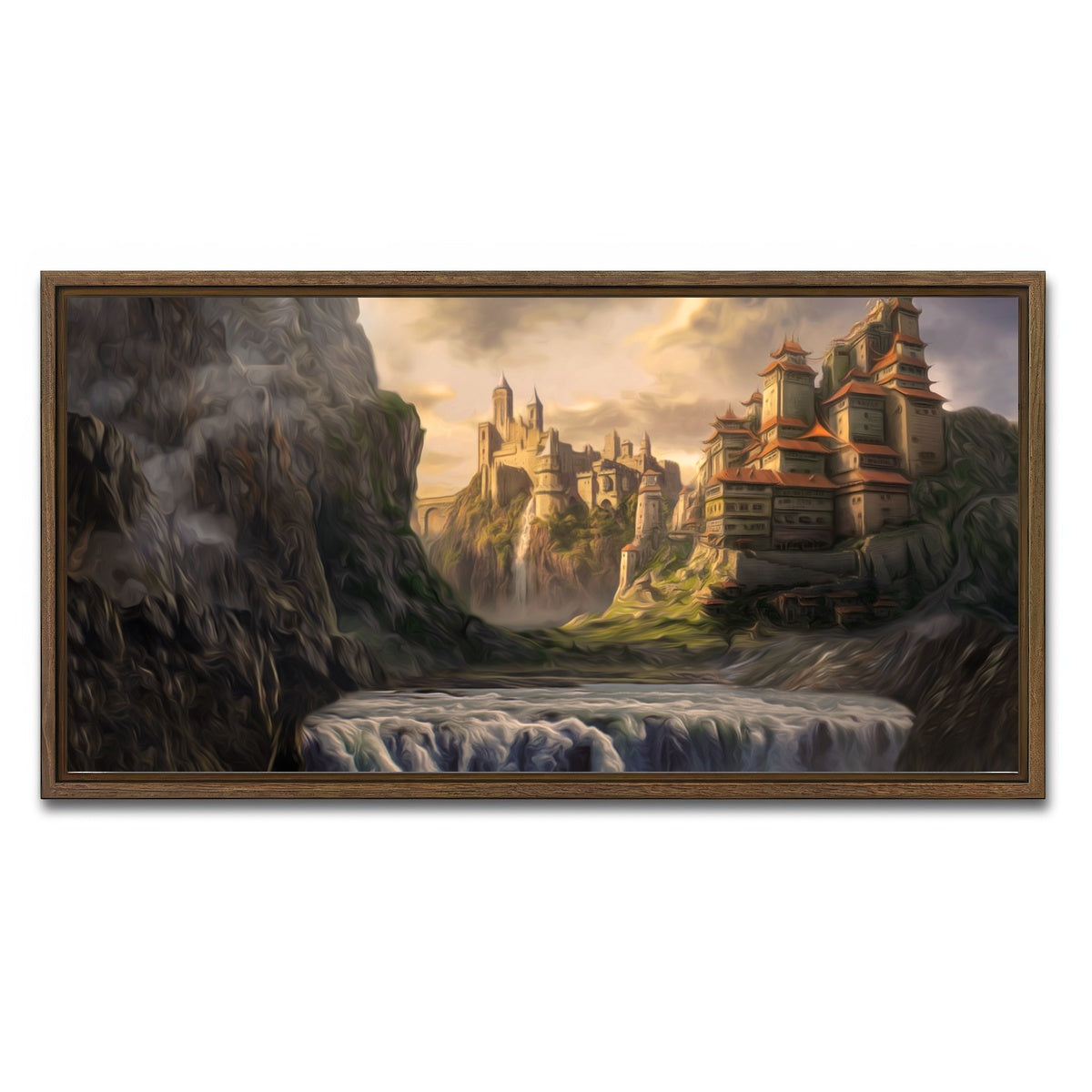 AUTO-MOCKUP WHITE | Castle Falls | 1 Piece | Walnut Framed Canvas | group=2x1