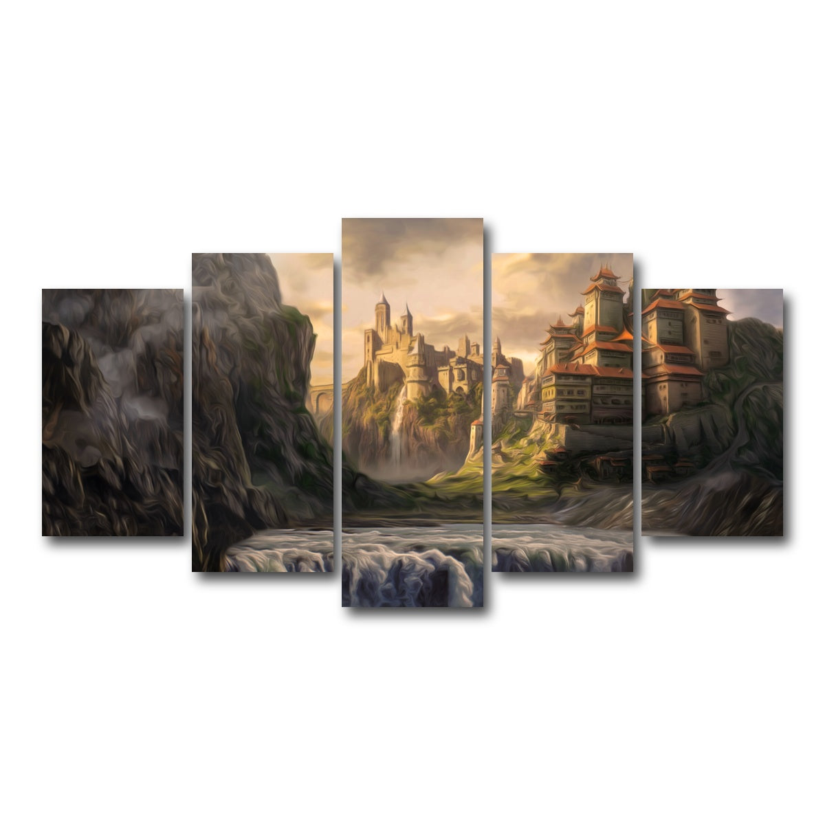 AUTO-MOCKUP WHITE | Castle Falls | 5 Piece | Gallery Wrap Canvas | group=5_normal
