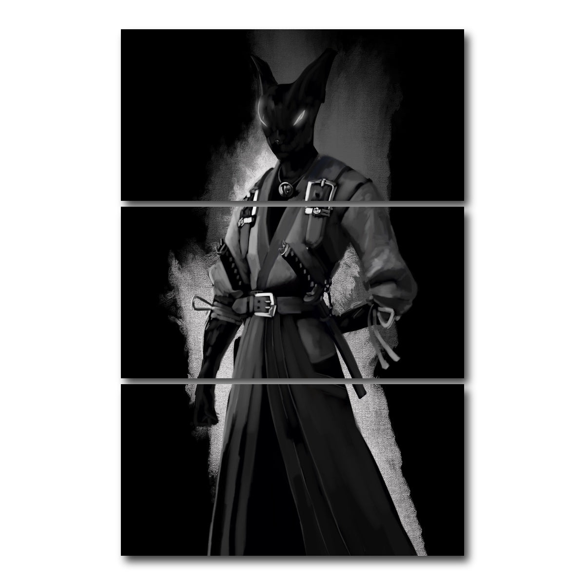 AUTO-MOCKUP WHITE | Cat Character | 3 Piece | Gallery Wrap Canvas | group=12x24_stacked