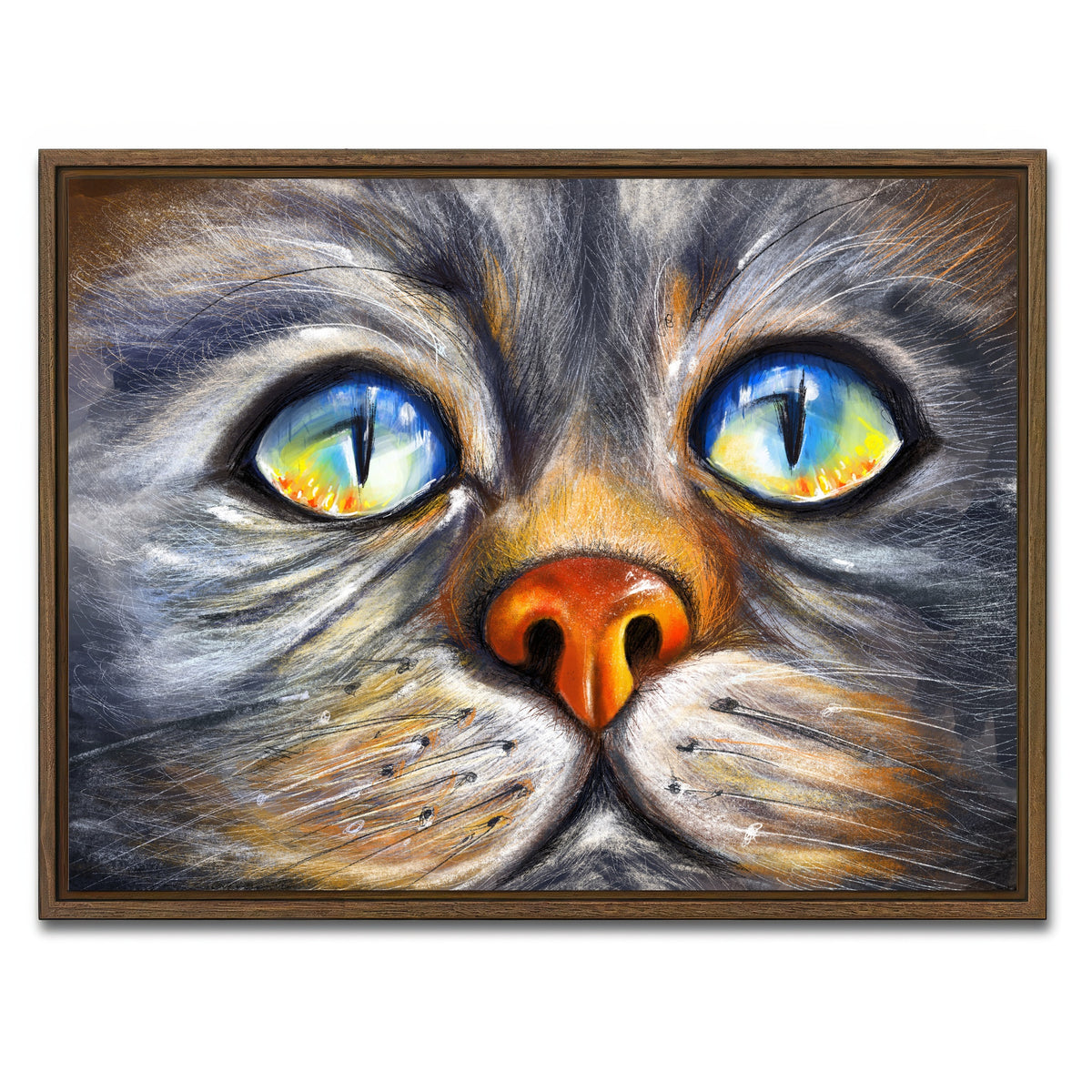 AUTO-MOCKUP WHITE | Cat Eyes | 1 Piece | Walnut Framed Canvas | group=4x3