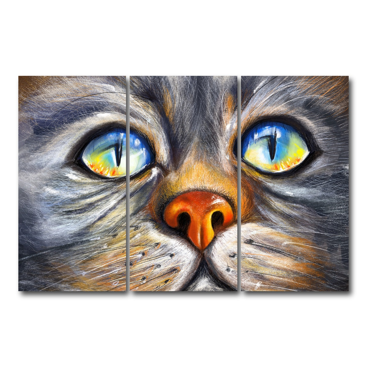 AUTO-MOCKUP WHITE | Cat Eyes | 3 Piece | Gallery Wrap Canvas | group=12x24