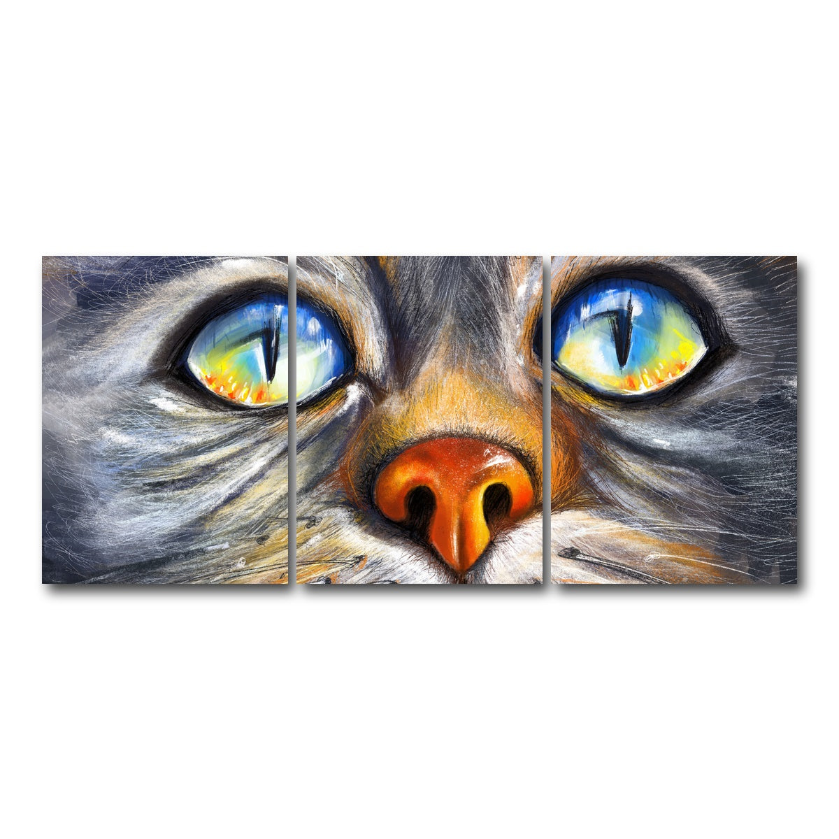 AUTO-MOCKUP WHITE | Cat Eyes | 3 Piece | Gallery Wrap Canvas | group=18x24