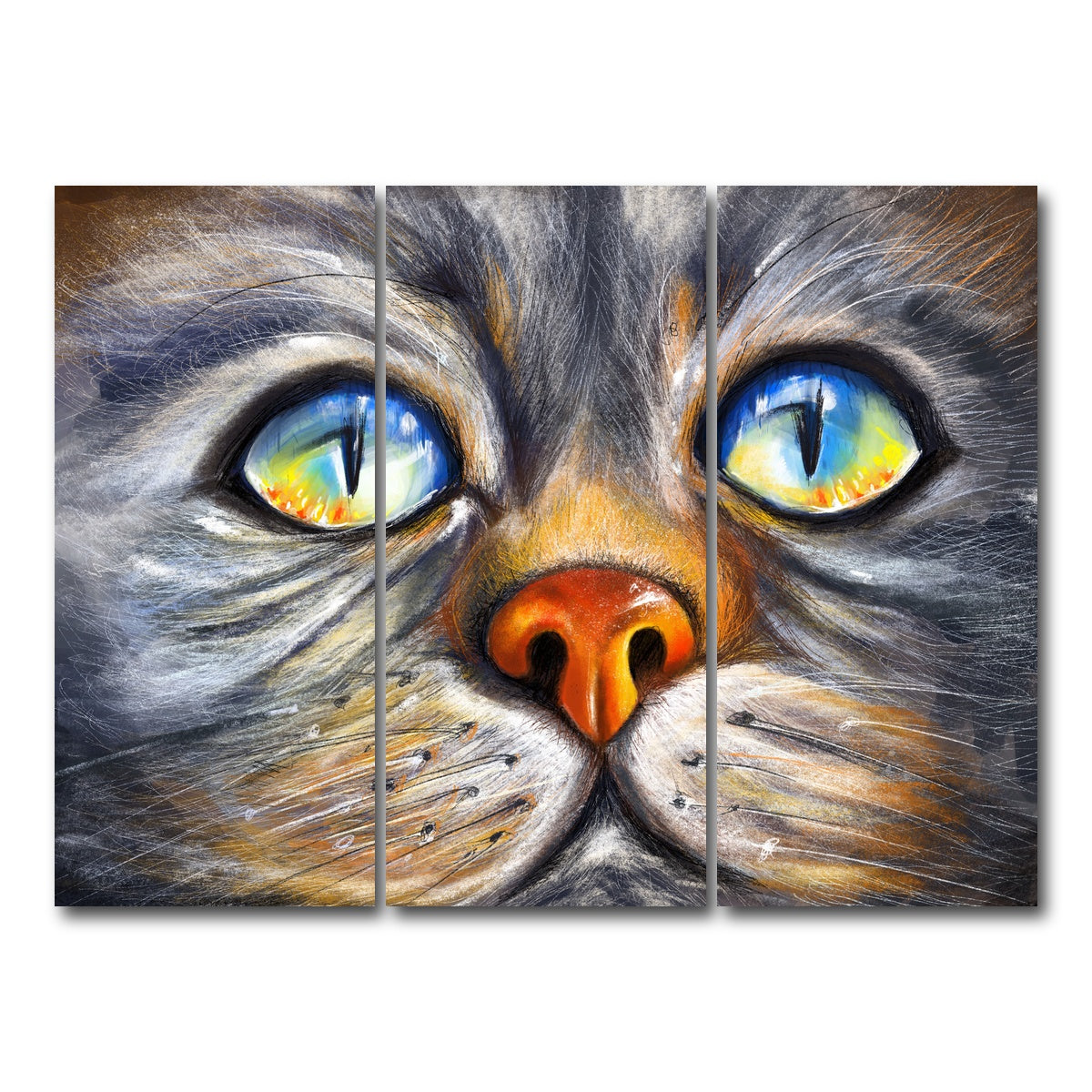 AUTO-MOCKUP WHITE | Cat Eyes | 3 Piece | Gallery Wrap Canvas | group=8x18