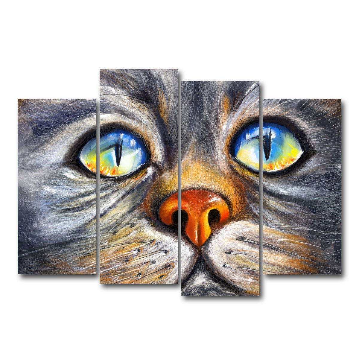 AUTO-MOCKUP WHITE | Cat Eyes | 4 Piece | Gallery Wrap Canvas | group=4_normal