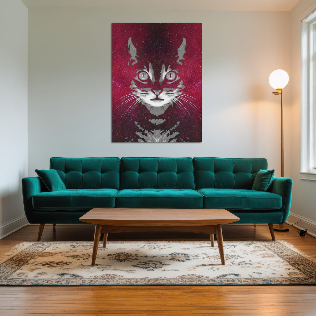 AUTO-MOCKUP ROOM | Cat Face with Cosmic Background