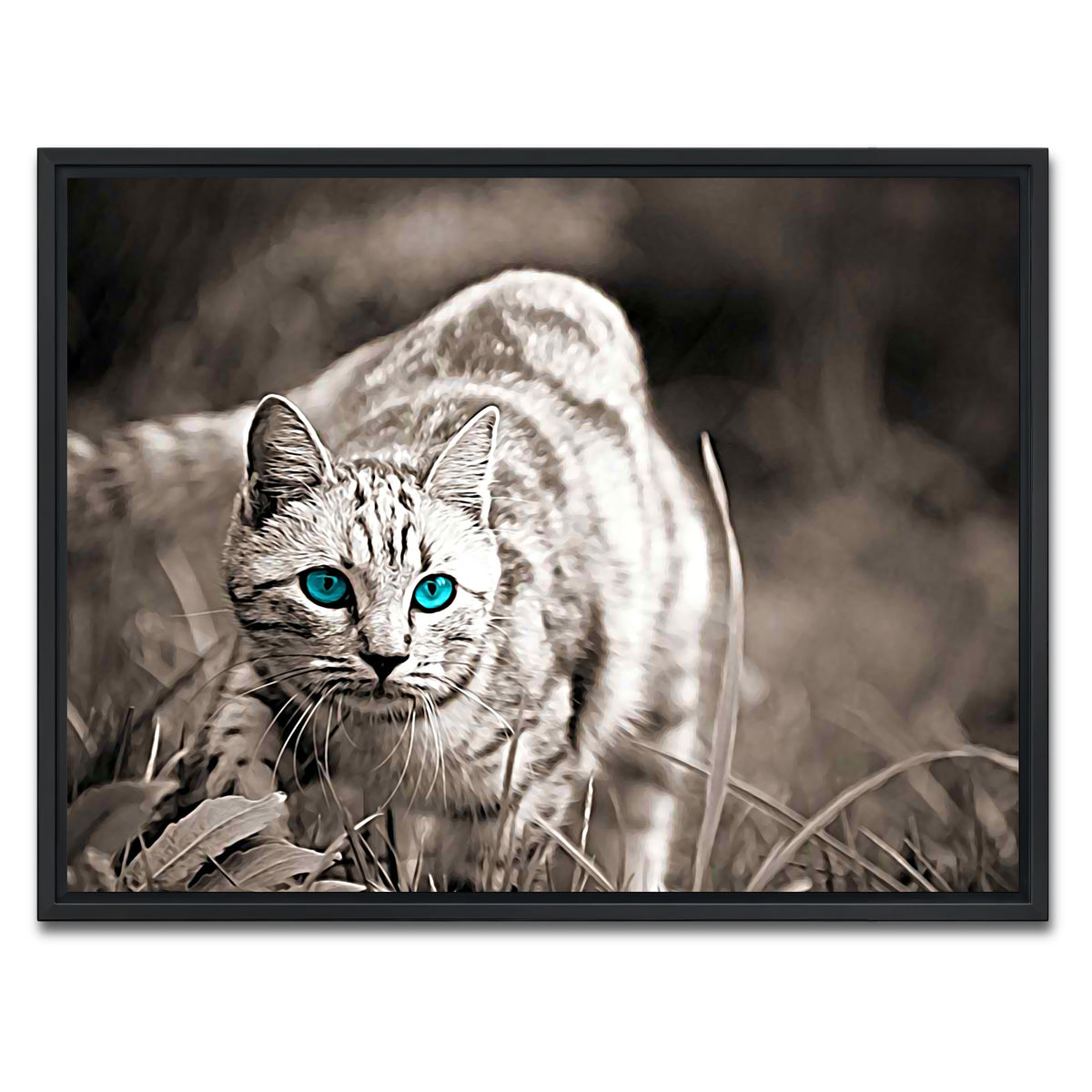 AUTO-MOCKUP WHITE | Cat On The Prowl Wall Art | 1 Piece | Black Frame | group=4x3