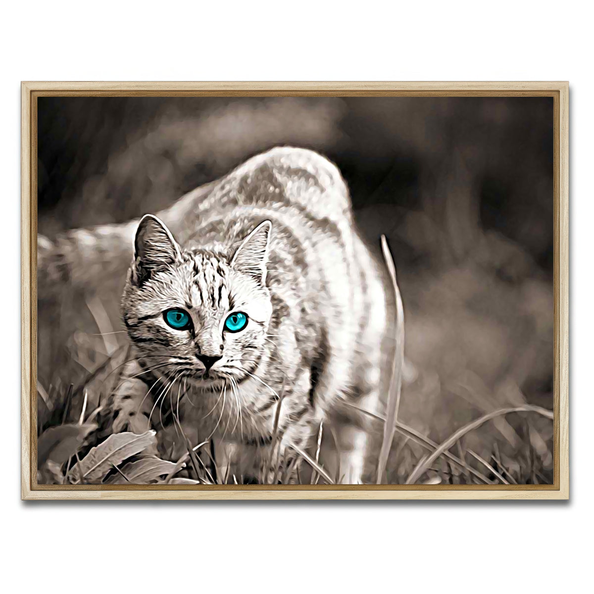 AUTO-MOCKUP WHITE | Cat On The Prowl Wall Art | 1 Piece | Natural Frame | group=4x3