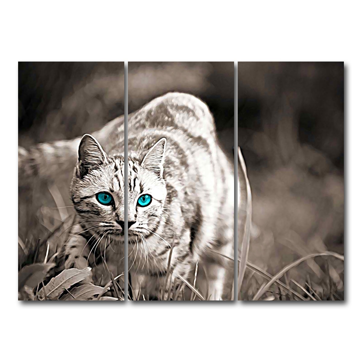 AUTO-MOCKUP WHITE | Cat On The Prowl Wall Art | 3 Piece | Gallery Wrapped | group=8x18