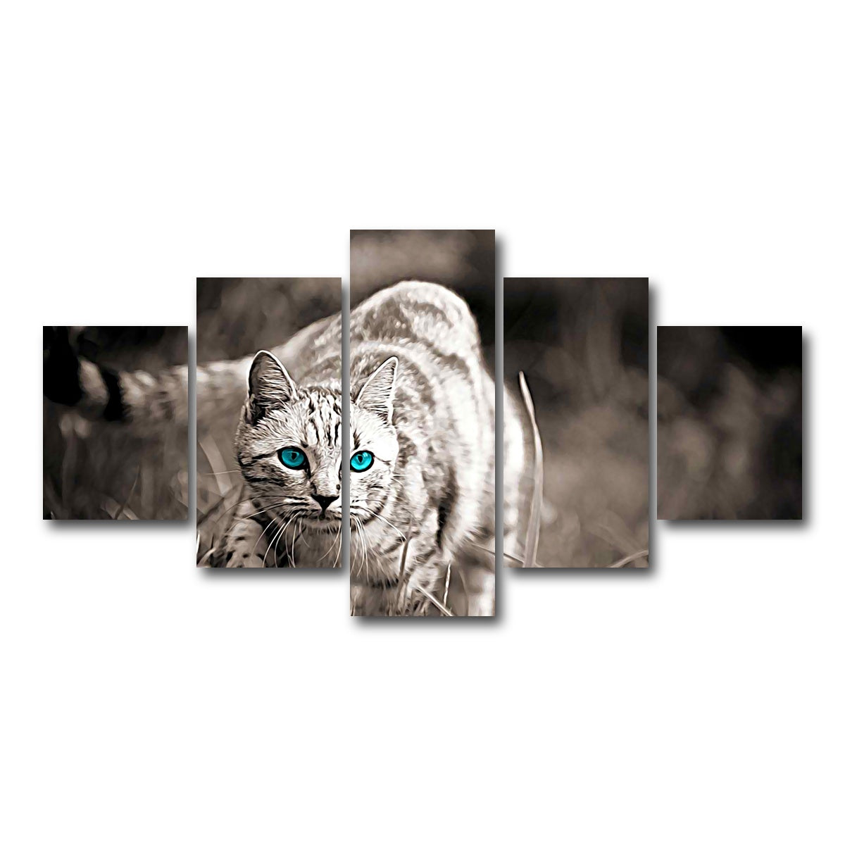 AUTO-MOCKUP WHITE | Cat On The Prowl Wall Art | 5 Piece | Gallery Wrapped | group=5_short