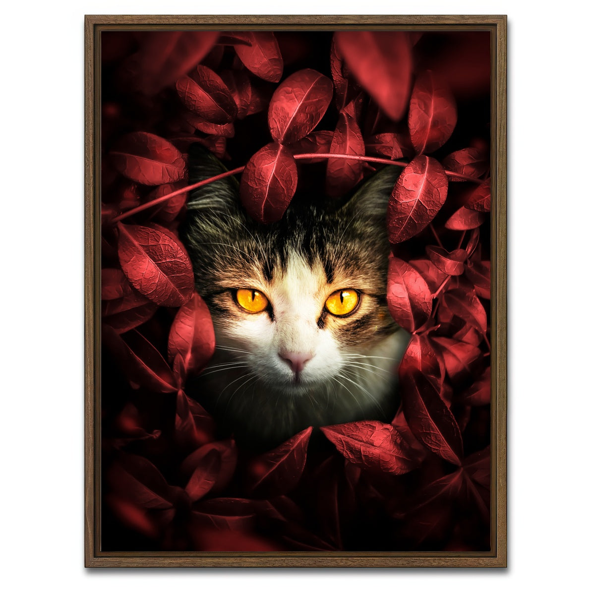 AUTO-MOCKUP WHITE | Cat hunting | 1 Piece | Walnut Framed Canvas | group=3x4