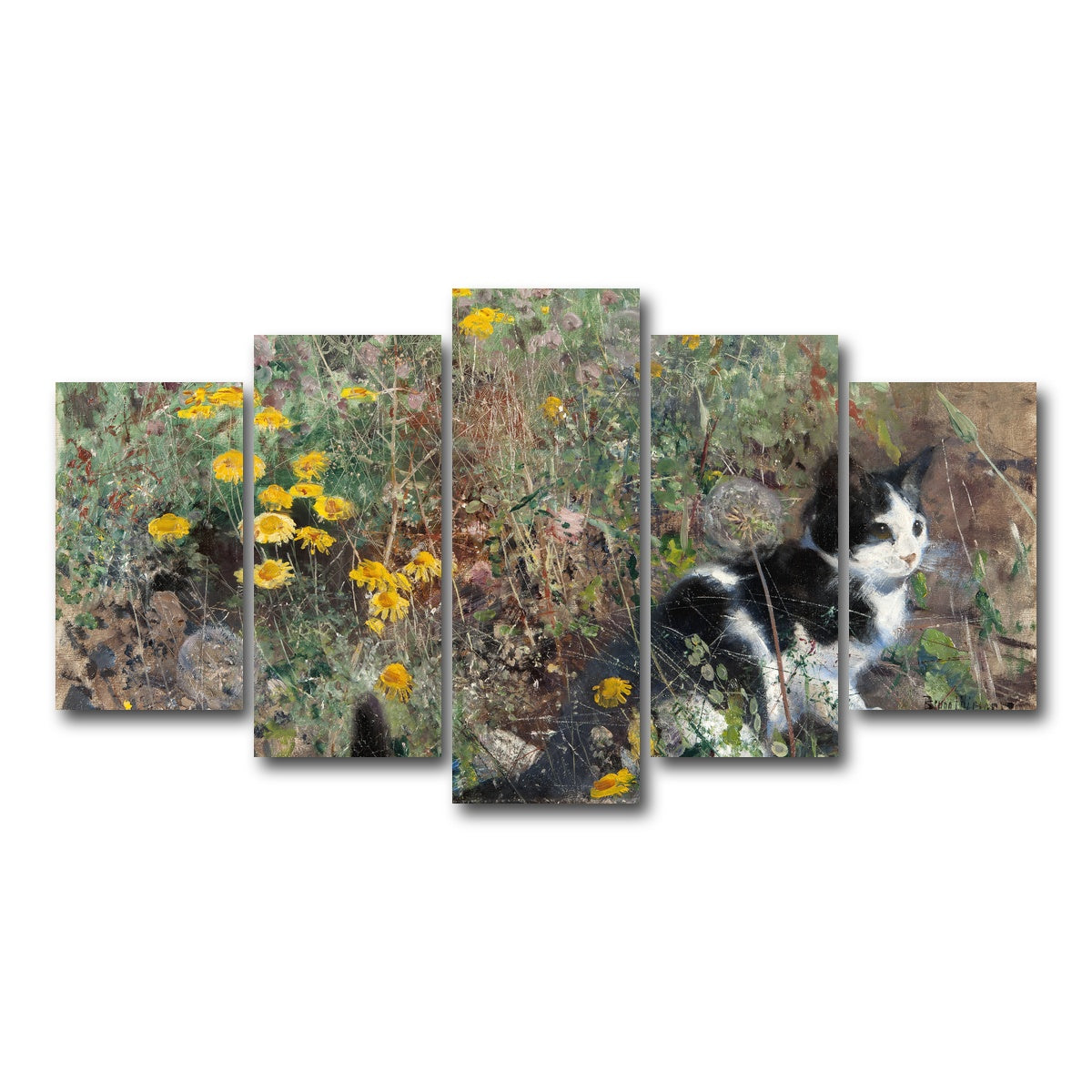 AUTO-MOCKUP WHITE | Cat on a flowery Meadow | 5 Piece | Gallery Wrap Canvas | group=5_normal