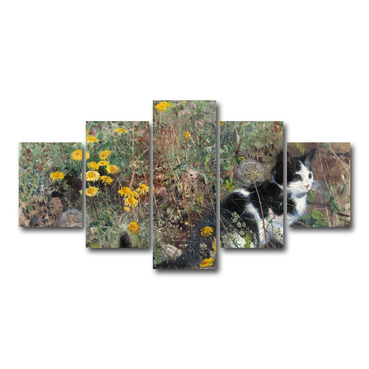 AUTO-MOCKUP WHITE | Cat on a flowery Meadow | 5 Piece | Gallery Wrap Canvas | group=5_short