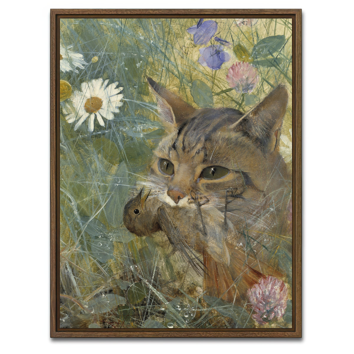 AUTO-MOCKUP WHITE | Cat's Catch | 1 Piece | Walnut Framed Canvas | group=3x4